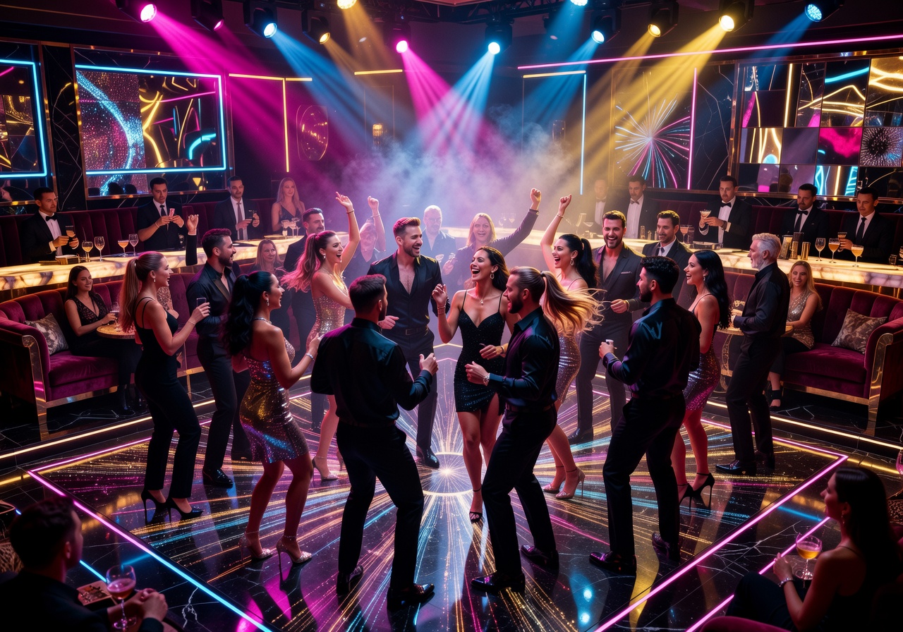 Vibrant luxury nightclub dancefloor