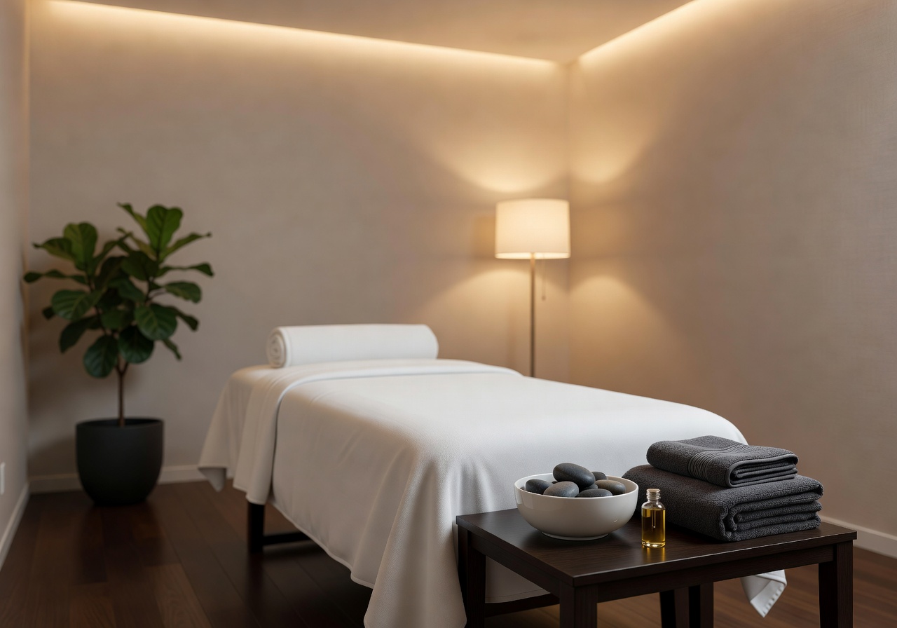 Tranquil luxury spa and massage room